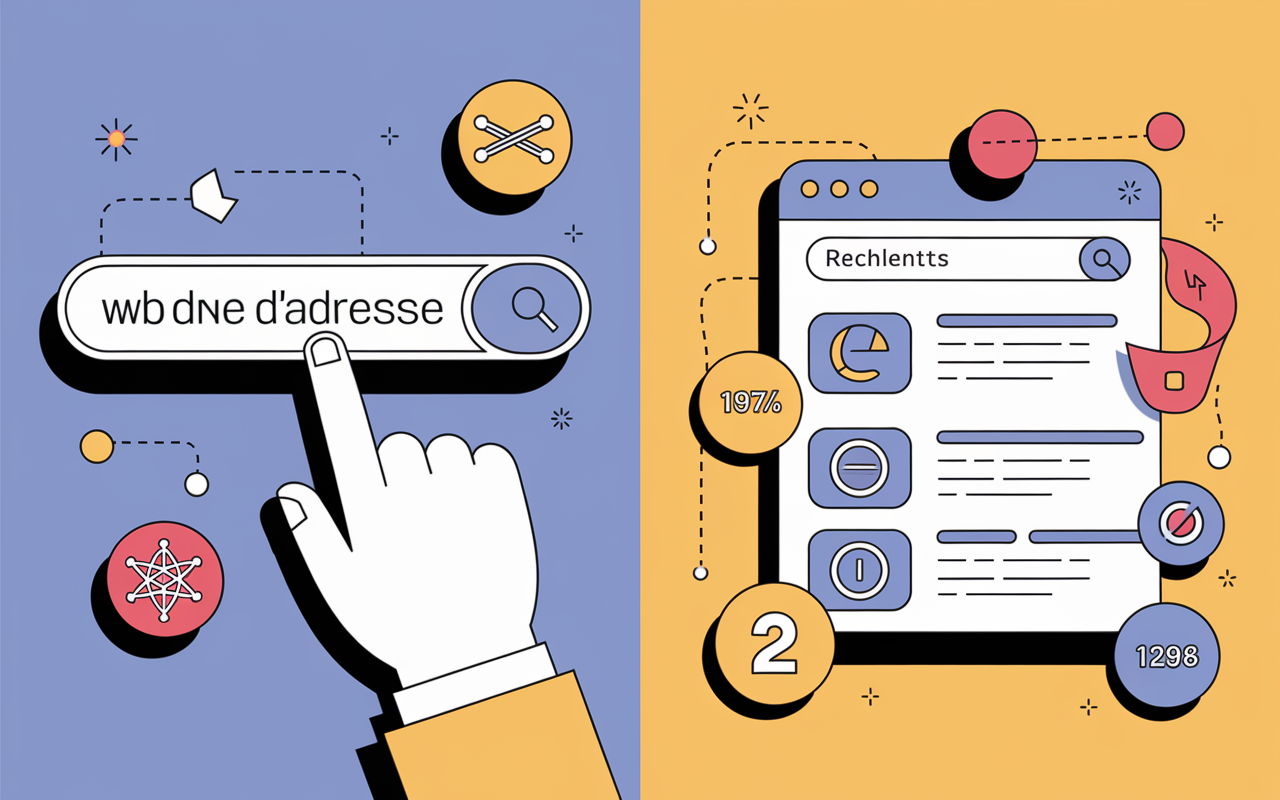 Main tape URL barre adresse vs recherche Google