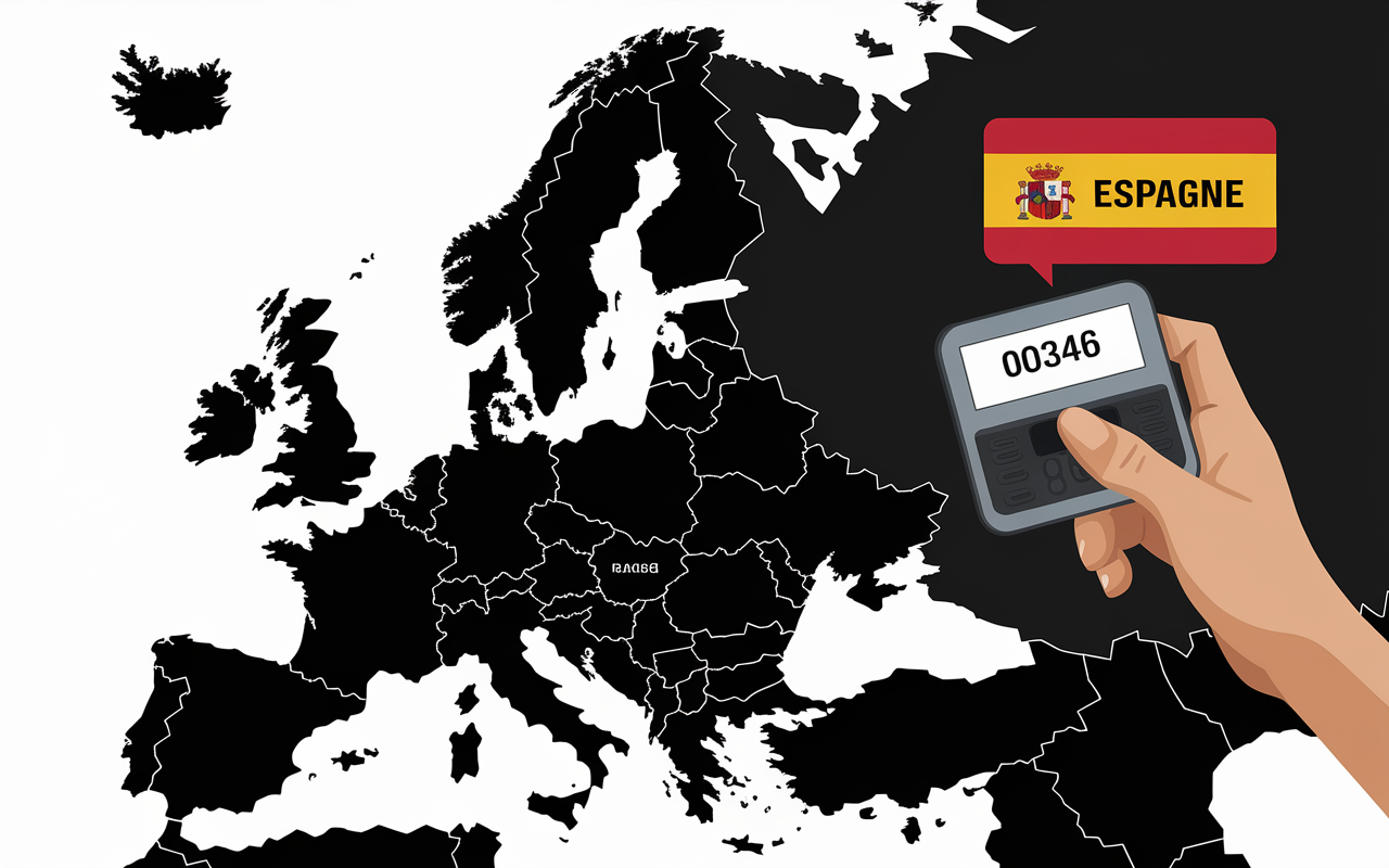 carte europe mobile appel 00346 indicatif espagne