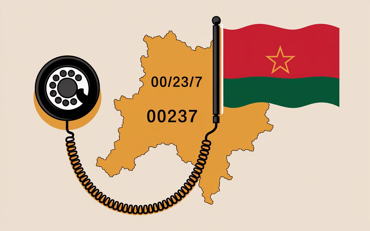 Carte stylisée indicatif 00237 Cameroun avec téléphone