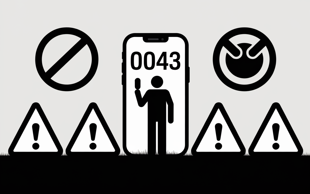 Smartphone indicatif 0043 et icones vigilance