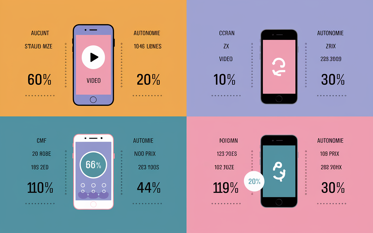 Tableau comparatif iPhone 12 Pro 13 Pro avec jauges icons