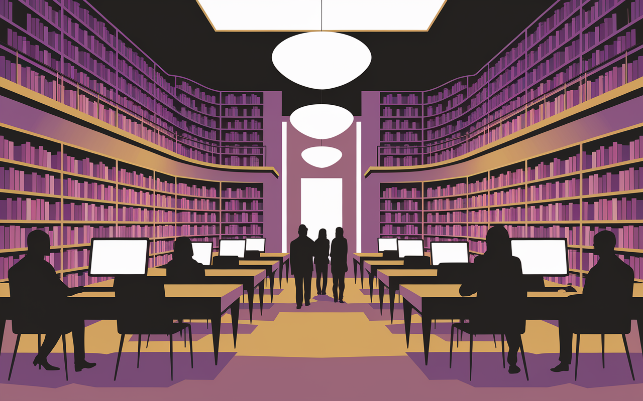 bibliothèque michel serres vue stylisée étudiants