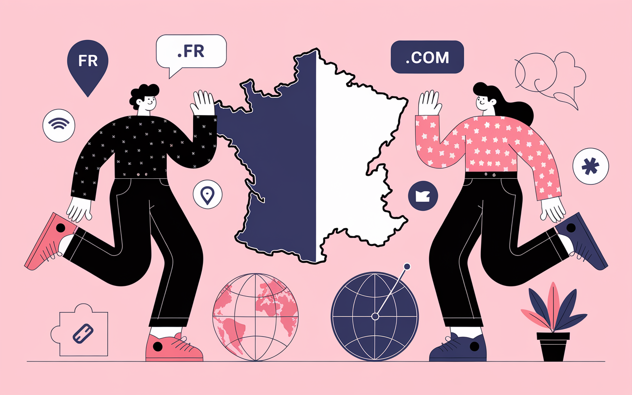 Personnages et panneaux .com ou .fr