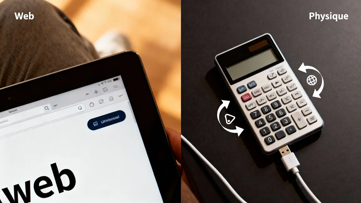 Comparaison installation ChatGPT web et physique sur calculatrice