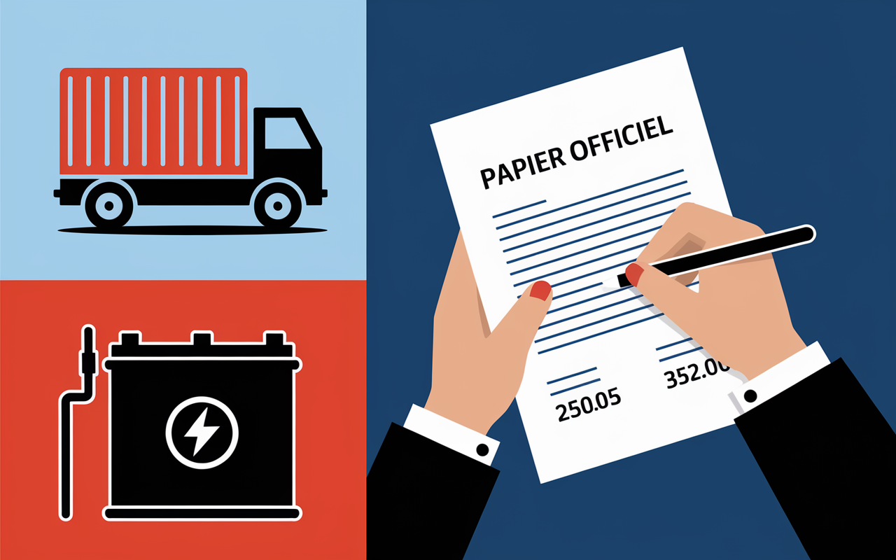 déchargeant cases logistique batterie papier signé