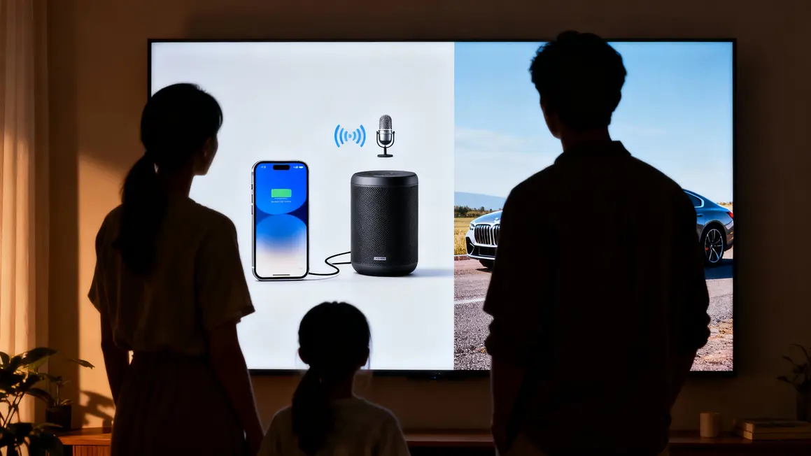 Contrôle vocal Ok Google sur famille smartphone voiture enceinte