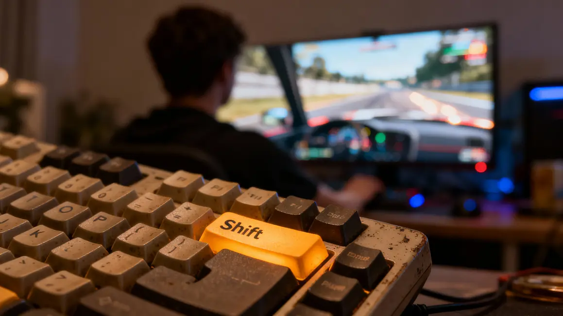 Touche Shift clavier rétroéclairé en session gaming