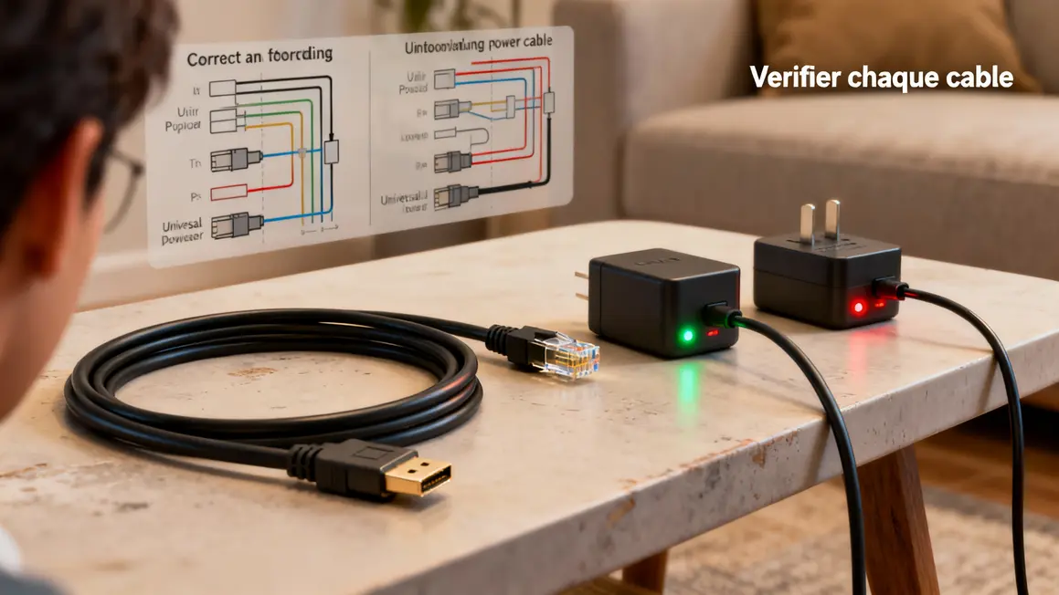 Câbles Freebox LED verte rouge vérification