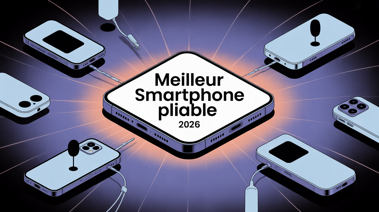 Meilleur smartphone pliable 2026 en illustration high tech
