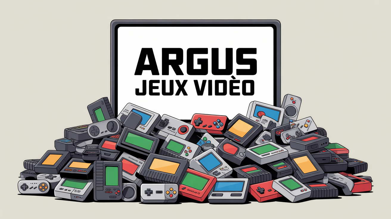 Argus jeux vidéos pile de jeux devant écran