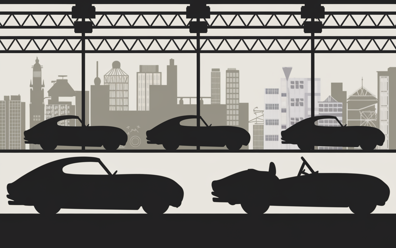 atelier scene voiture anglaise retro moderne