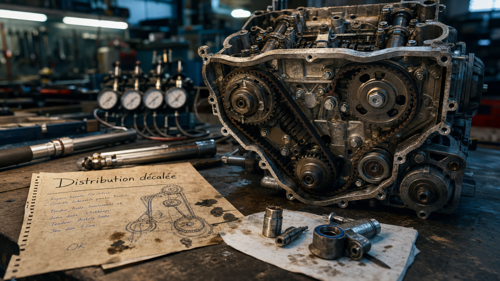 Distribution décalée démarrage impossible : diagnostic distribution ouverte moteur
