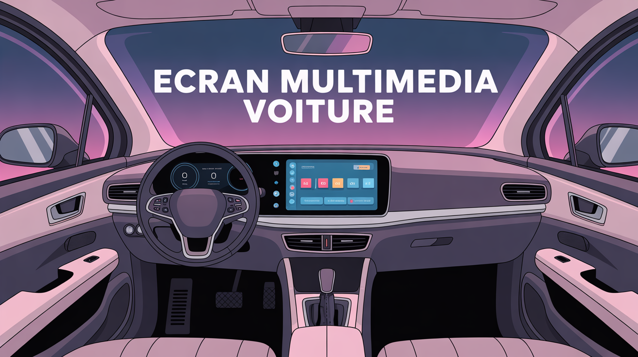 Vue d'écran multimédia voiture sur tableau de bord moderne