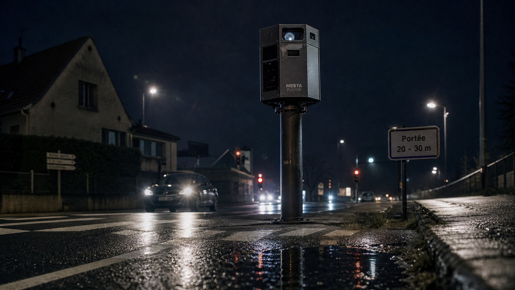 Radar tourelle : flash à quelle distance, portée 20–30 m (nuit)
