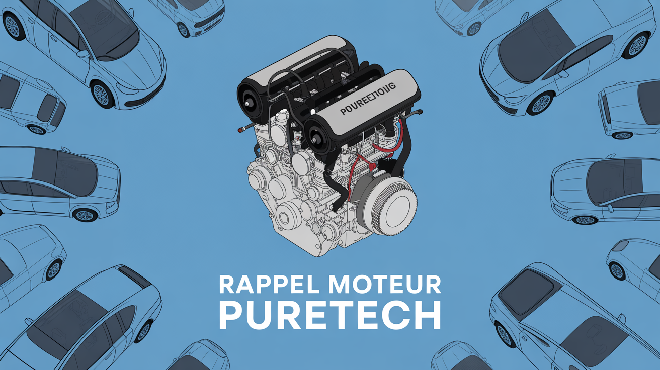 rappel puretech moteur sur fond bleu