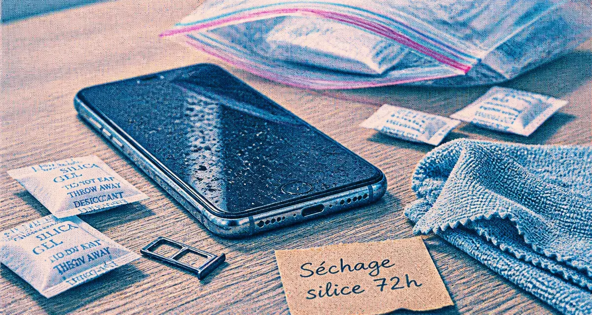 Téléphone tombé dans l’eau : séchage avec gel de silice, sans riz