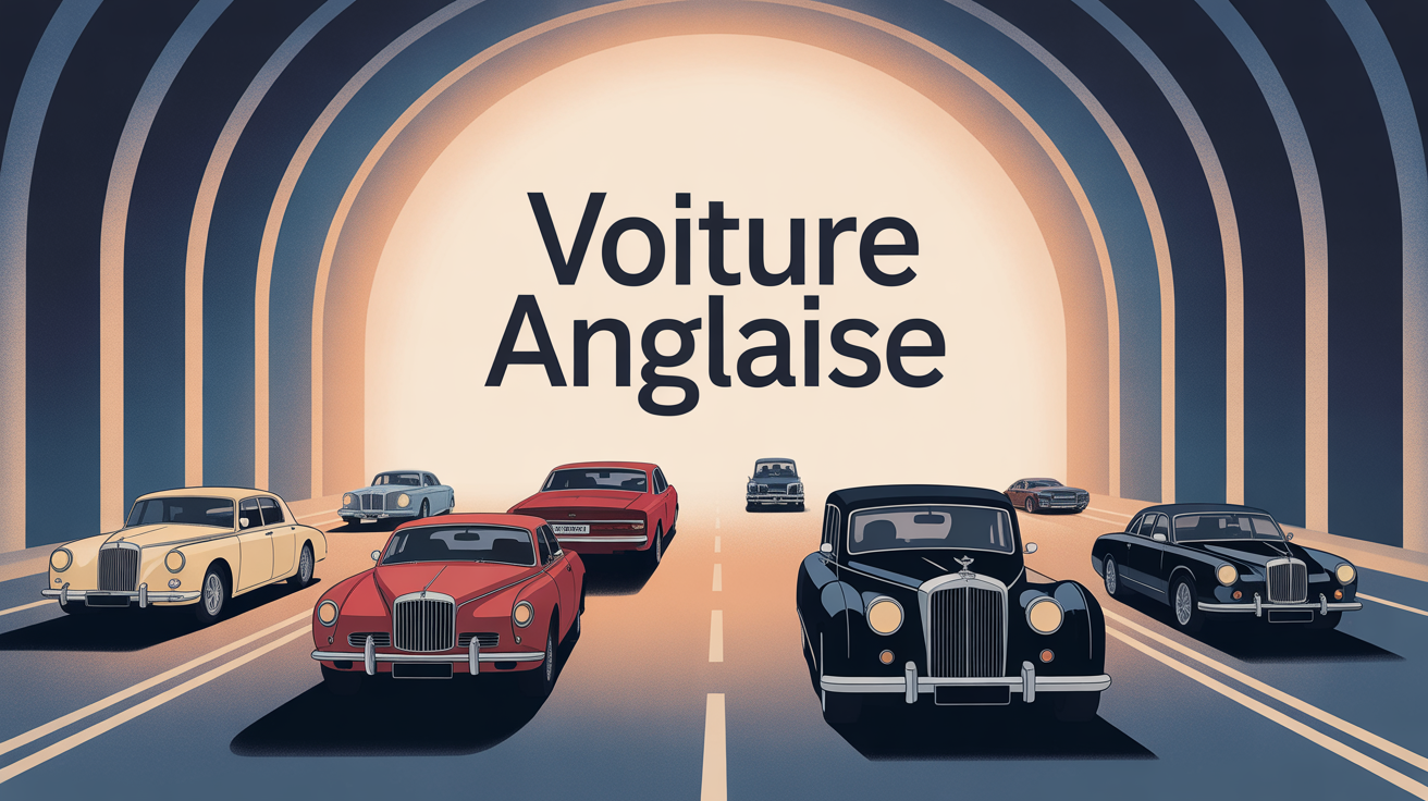 illustration stylisee d'une route avec voiture anglaise