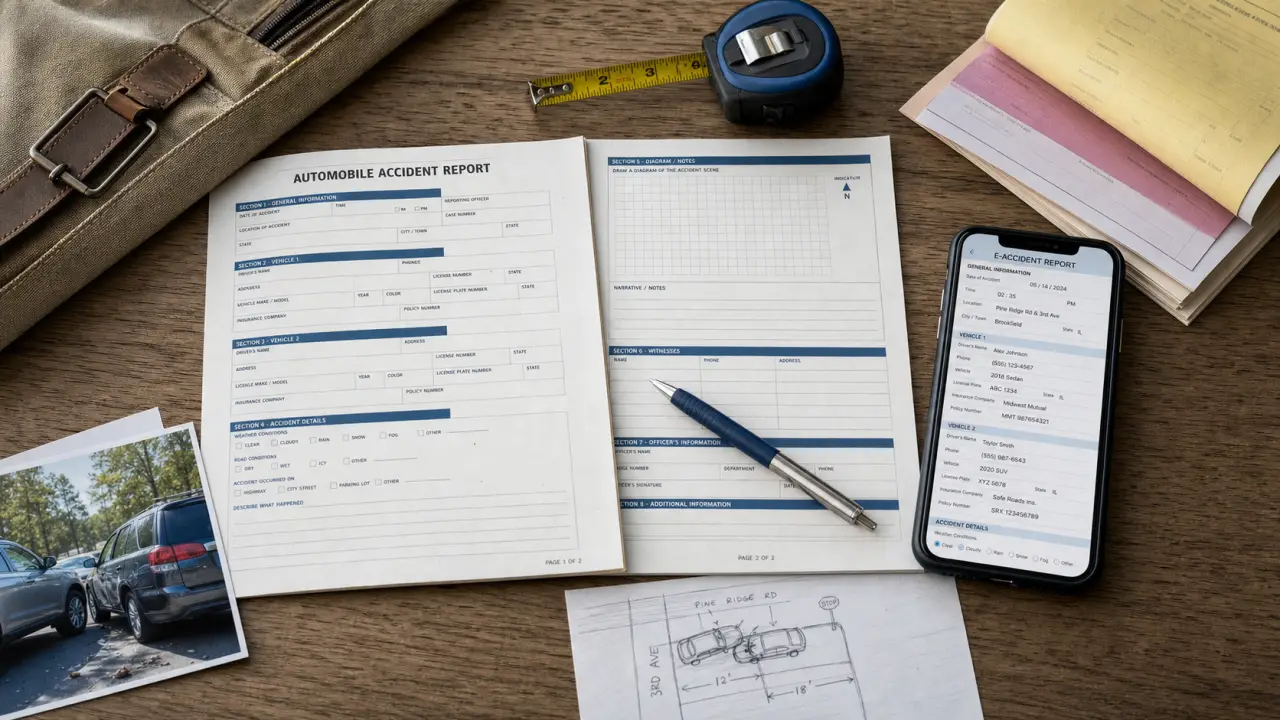 Constat automobile papier vs e-constat auto sur table