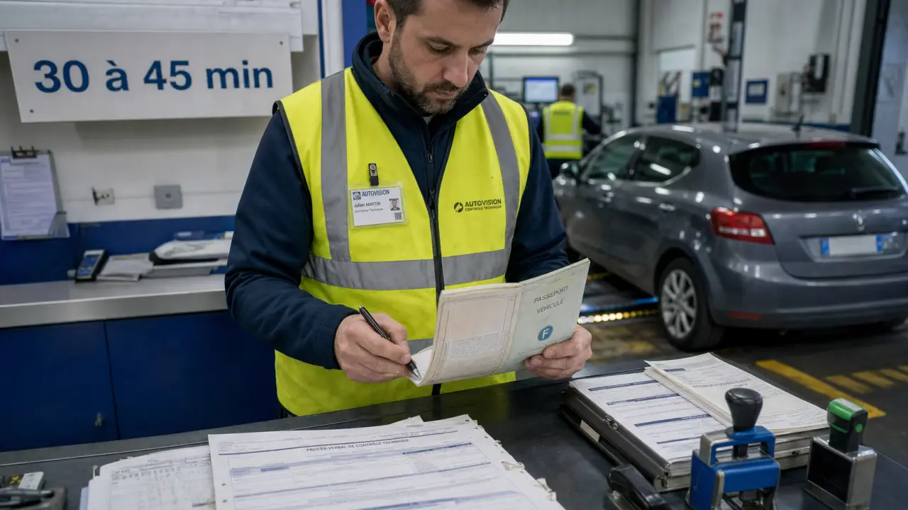 Controle technique combien de temps : inspection 30 à 45 min au centre