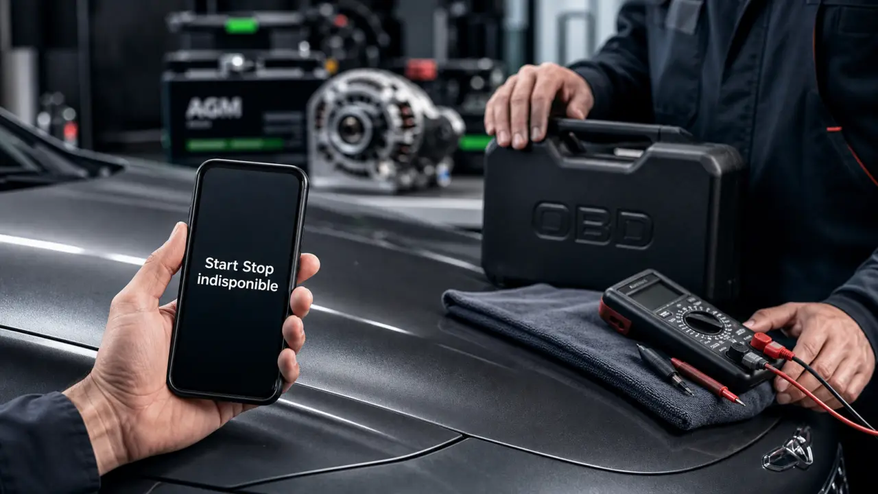 Défaut start and stop et perte de puissance : écran Start Stop indisponible, batterie faible