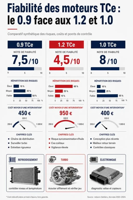 Analyse de la 0.9 TCe fiabilité avec comparaison 0.9 TCe, 1.2 TCe et 1.0 TCe