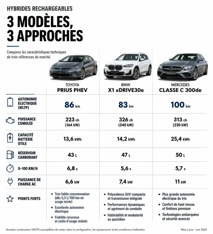 Comparatif des meilleures voitures hybrides rechargeables 2026 : autonomie et points forts