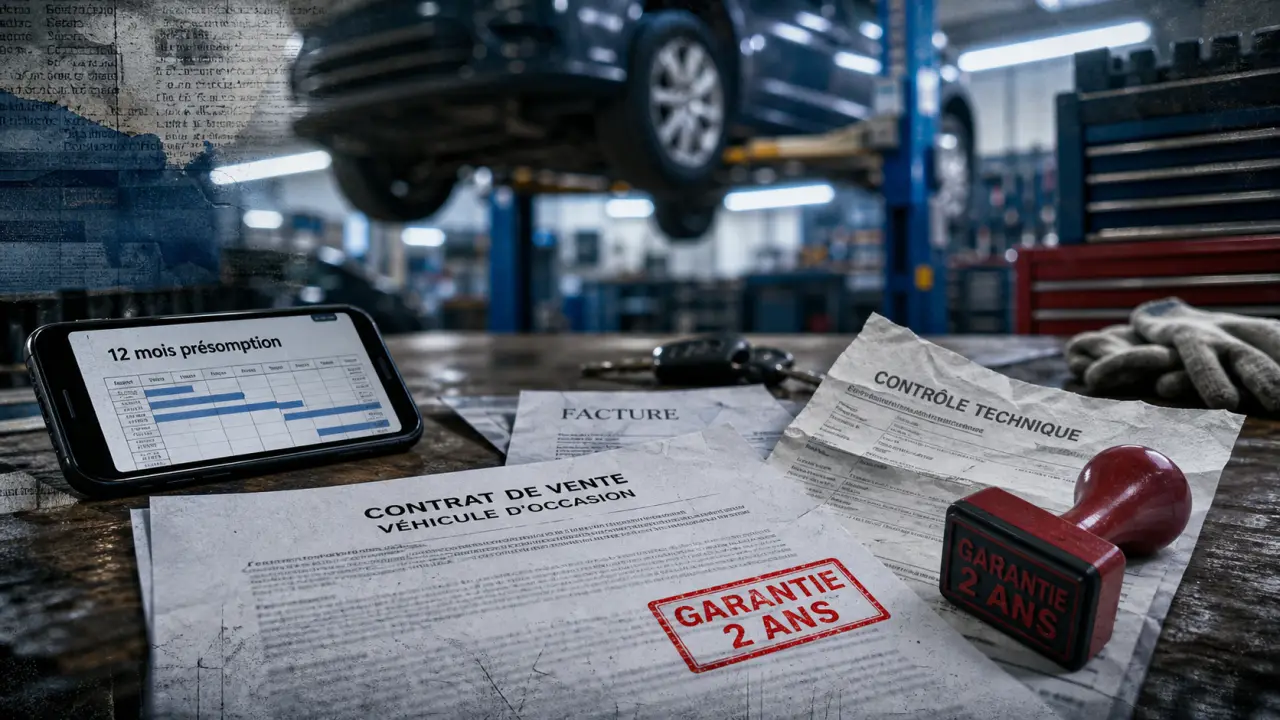 Garantie legale vehicule occasion 3 mois ou 6 mois : 2 ans, contrat et tampon rouge