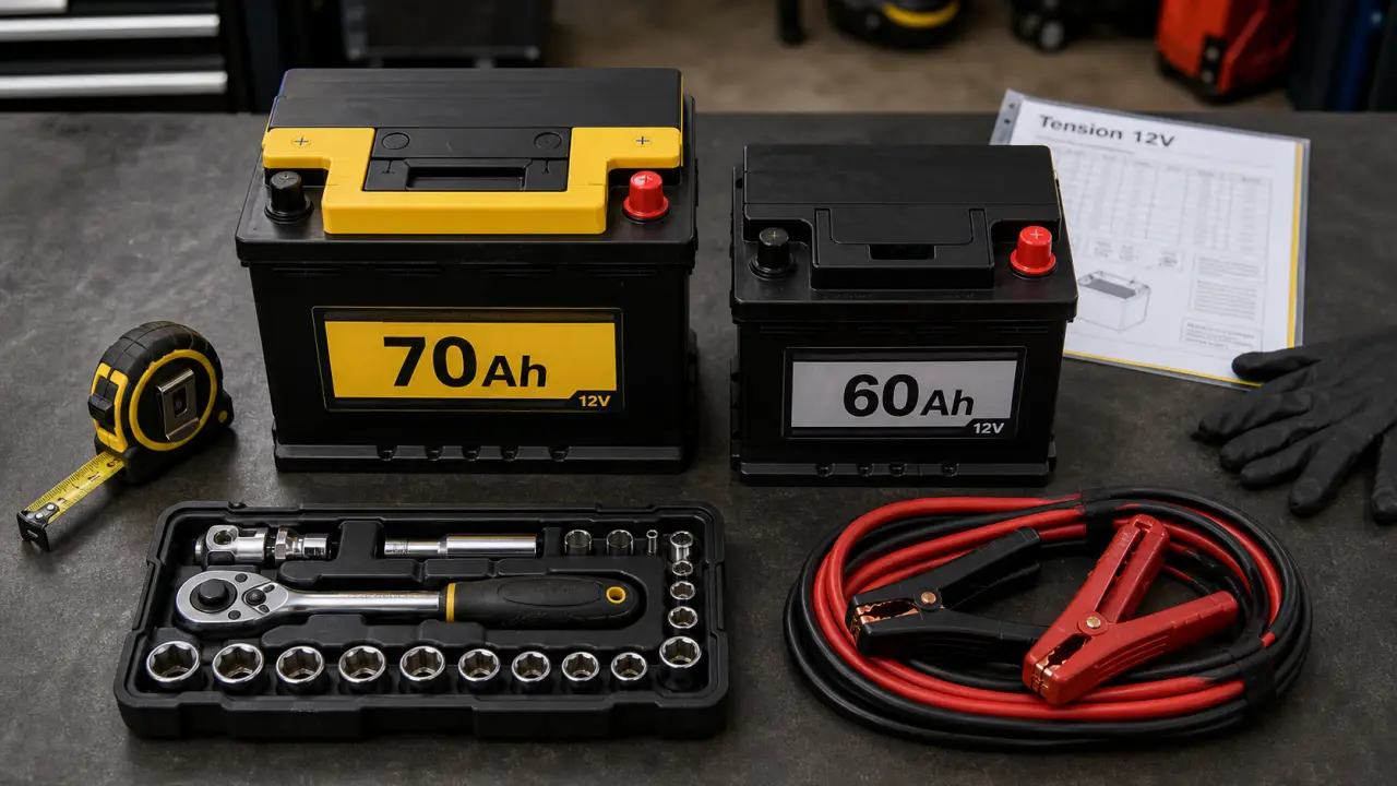 Peut on mettre une batterie 70ah au lieu de 60ah : vérifier 12V, CCA et polarité
