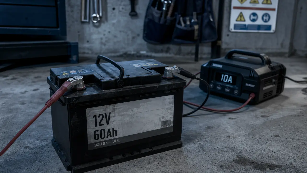Temps de charge batterie voiture 12V 60Ah au chargeur 10A