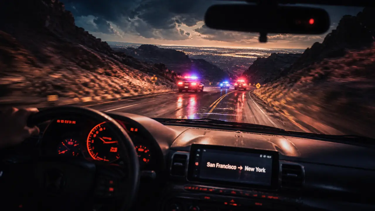 Need for speed for run : San Francisco vers New York, voiture en poursuite la nuit