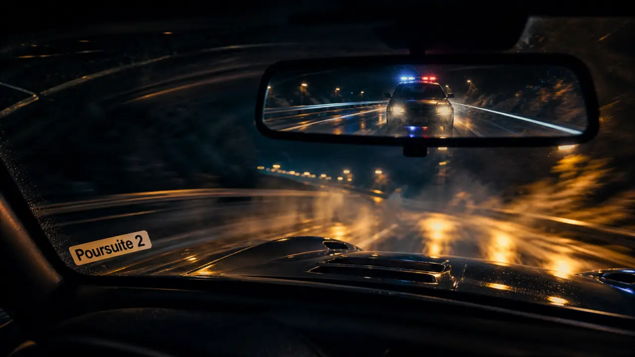 Need for speed hot pursuit ii : poursuite policière la nuit, vue capot voiture