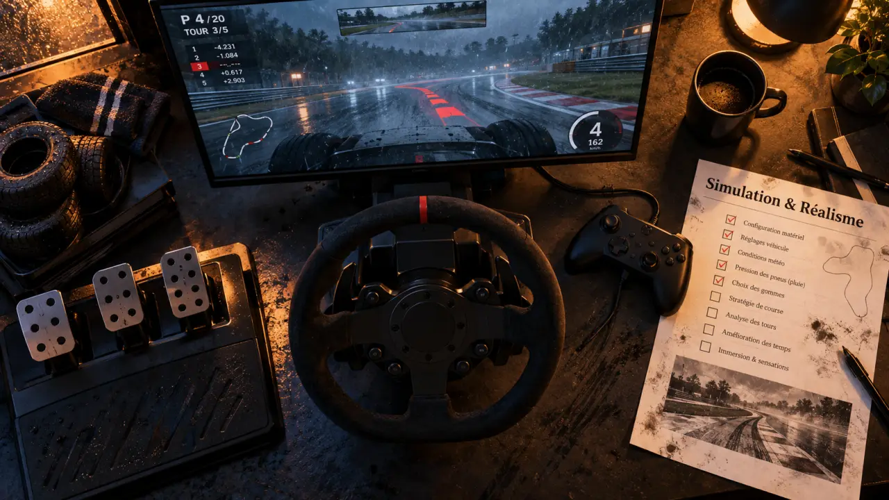 Jeux de voiture realiste : volant et écran de simulation