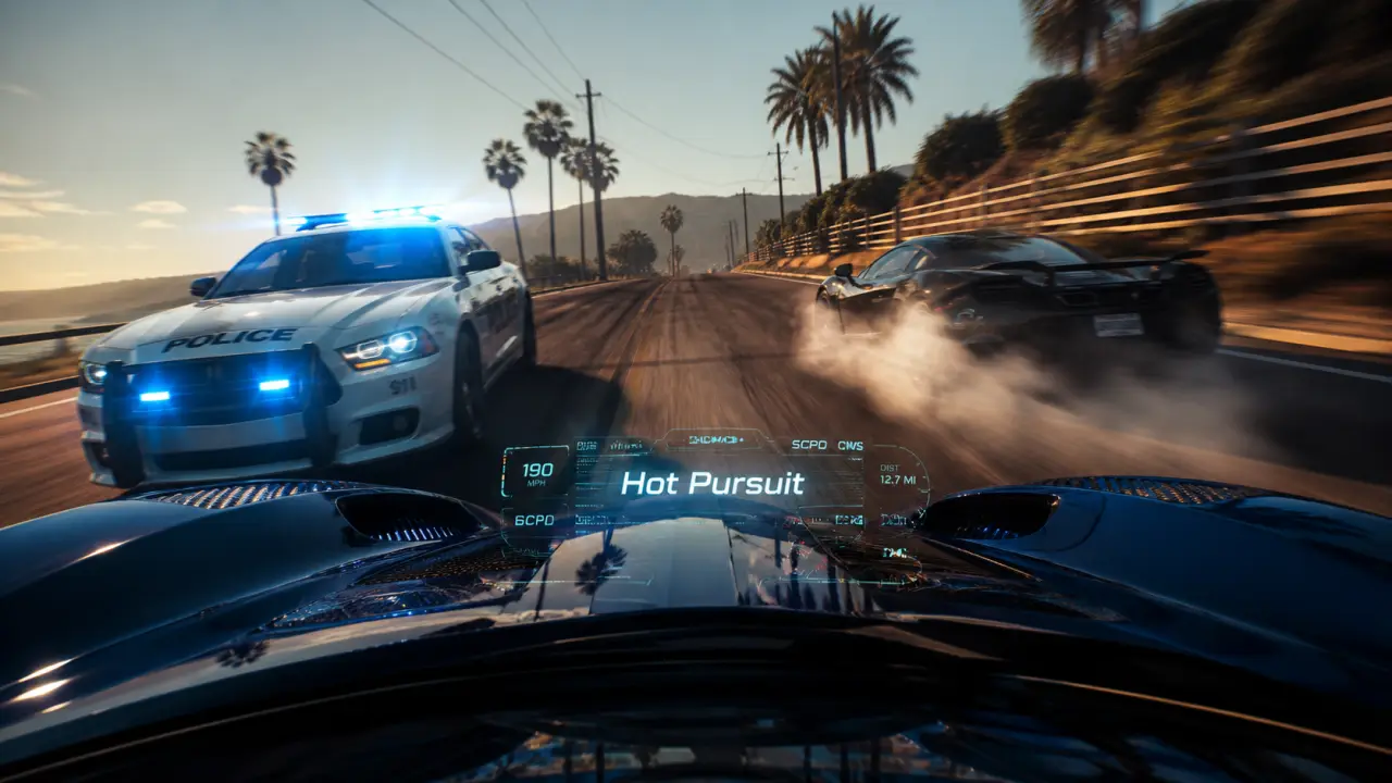 Need for speed hot pursuit video game : poursuite policière, berline de police et supercar