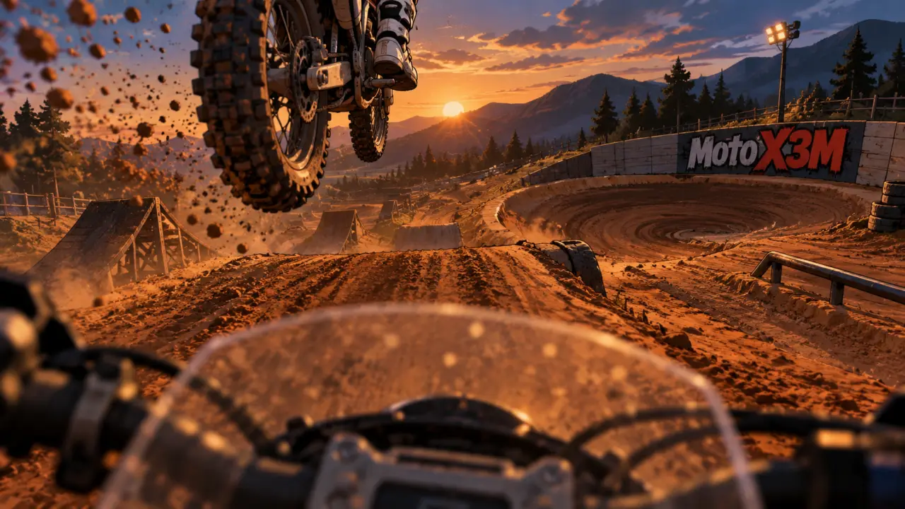 Jeux de moto moto cross 3D : moto en saut sur rampe